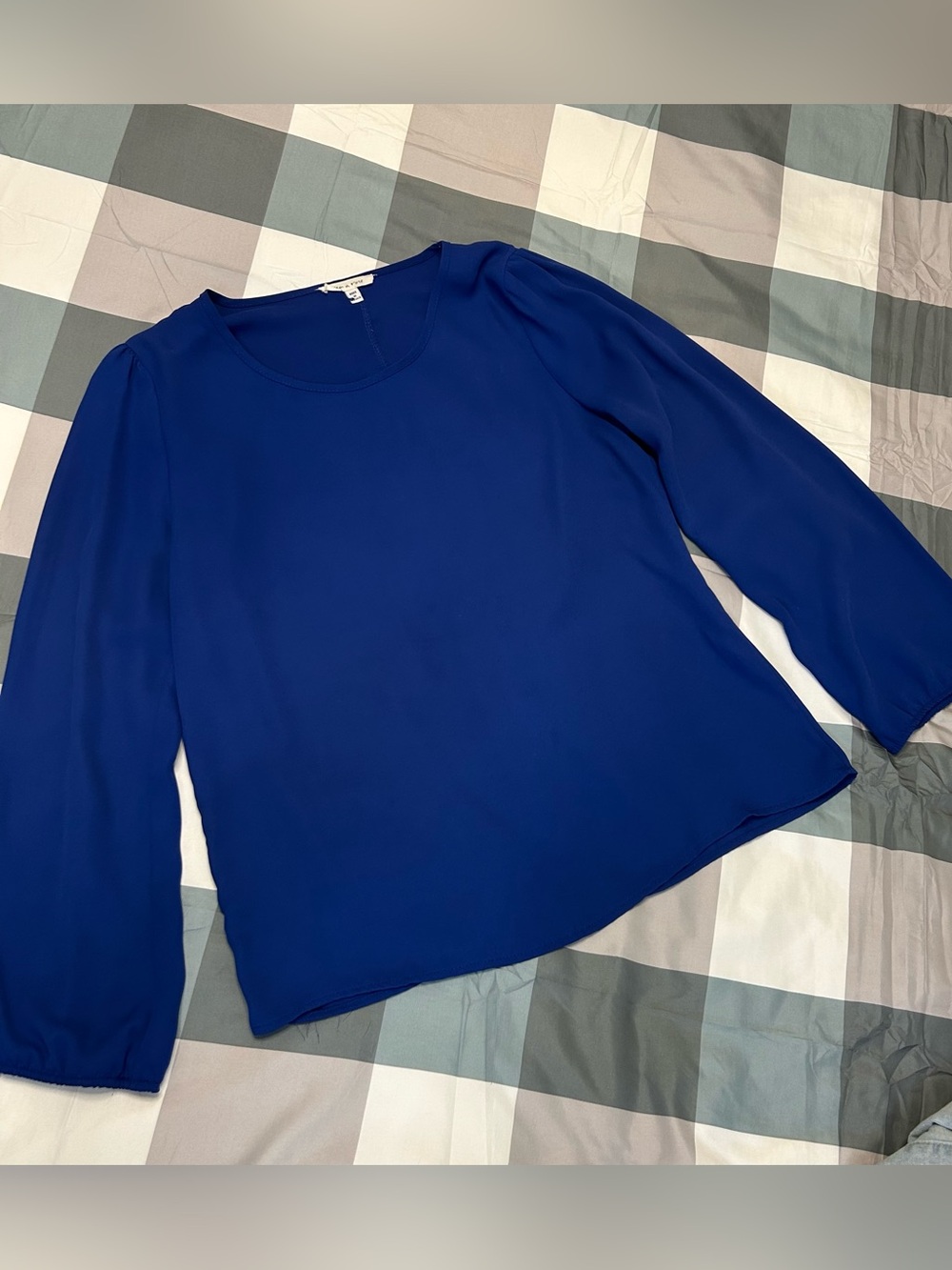 tea n rose Royal Blue Long Sleeve Blouse